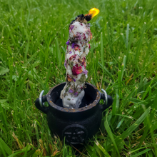 Load image into Gallery viewer, Mullein Torch burning in cauldron