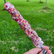 Load image into Gallery viewer, Mullein Torch with Rose Petals and Queen Anne's Lace - Hag Taper