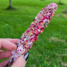 Load image into Gallery viewer, Mullein Torch with Rose Petals and Queen Anne's Lace - Hag Taper
