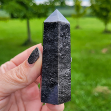 Load image into Gallery viewer, Silver Sheen Obsidian Point - Carved Obsidian Gemstone Point