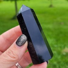 Load image into Gallery viewer, Silver Sheen Obsidian Point - Carved Obsidian Gemstone Point