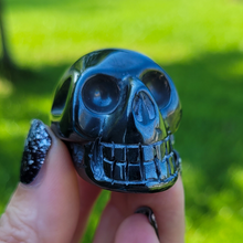 Load image into Gallery viewer, Hematite Skull 2 inch - Carved Hematite Gemstone Skull