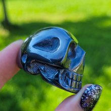Load image into Gallery viewer, Hematite Skull 2 inch - Carved Hematite Gemstone Skull