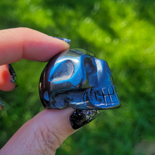 Load image into Gallery viewer, Hematite Skull 2 inch - Carved Hematite Gemstone Skull