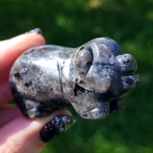 Load image into Gallery viewer, Carved Larvikite Pig - Gemstone Pig Carving
