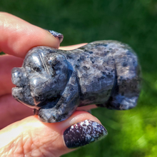 Load image into Gallery viewer, Carved Larvikite Pig - Gemstone Pig Carving