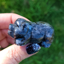 Load image into Gallery viewer, Carved Larvikite Pig - Gemstone Pig Carving