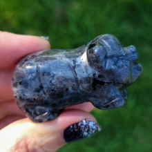 Load image into Gallery viewer, Carved Larvikite Pig - Gemstone Pig Carving