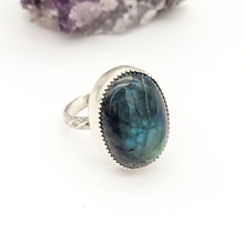 Load image into Gallery viewer, Labradorite and gemstone ring size 7.5