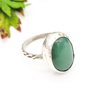 Load image into Gallery viewer, Sterling Silver and Green Aventurine Ring