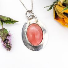Load image into Gallery viewer, Peach Moonstone and Sterling Silver Pendant Necklace