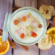 Load image into Gallery viewer, Mulled cider scented soy wax candle with crystals