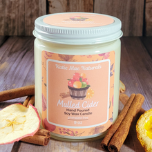 Load image into Gallery viewer, Mulled cider hand poured soy wax candle with crystals