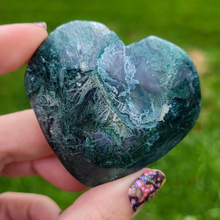 Load image into Gallery viewer, Moss Agate Heart - Carved Gemstone Heart 2.25 inches