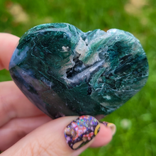 Load image into Gallery viewer, Moss Agate Heart - Carved Gemstone Heart 2.25 inches