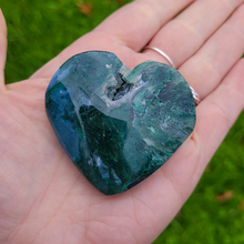 Load image into Gallery viewer, Moss Agate Heart - Carved Gemstone Heart 2.25 inches