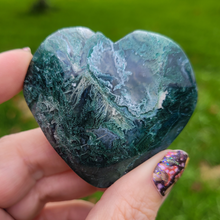 Load image into Gallery viewer, Moss Agate Heart - Carved Gemstone Heart 2.25 inches