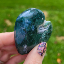 Load image into Gallery viewer, Moss Agate Heart - Carved Gemstone Heart 2.25 inches
