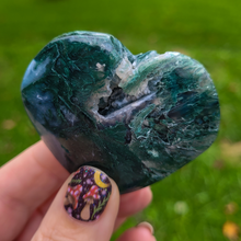Load image into Gallery viewer, Moss Agate Heart - Carved Gemstone Heart 2.25 inches