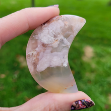 Load image into Gallery viewer, Flower Agate Moon - Carved Gemstone Crescent Moon - 2 inches