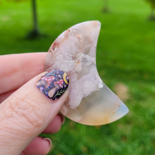Load image into Gallery viewer, Flower Agate Moon - Carved Gemstone Crescent Moon - 2 inches