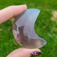 Load image into Gallery viewer, Flower Agate Moon - Carved Gemstone Moon