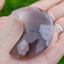 Load image into Gallery viewer, Flower Agate Moon - Carved Gemstone Moon