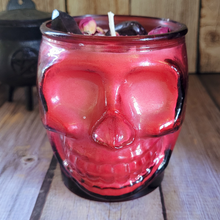Load image into Gallery viewer, Berry Bewiching Brew Soy Wax Candle in Red Skull Jar - 15 oz