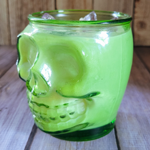 Load image into Gallery viewer, Chocolate Orchid Soy Wax Candle in Green Skull Jar - 15 oz