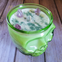 Load image into Gallery viewer, Chocolate Orchid Soy Wax Candle in Green Skull Jar - 15 oz