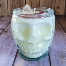 Load image into Gallery viewer, Dragons Blood Soy Wax Candle in Clear Skull Jar - 15 oz