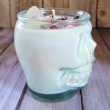 Load image into Gallery viewer, Dragons Blood Soy Wax Candle in Clear Skull Jar - 15 oz