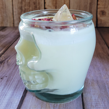 Load image into Gallery viewer, Dragons Blood Soy Wax Candle in Clear Skull Jar - 15 oz