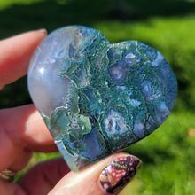 Load image into Gallery viewer, Moss Agate Heart Carving - Gemstone Heart 2 inch