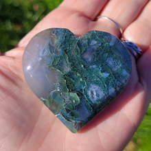 Load image into Gallery viewer, Moss Agate Heart Carving - Gemstone Heart 2 inch