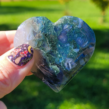 Load image into Gallery viewer, Moss Agate Heart Carving - Gemstone Heart 2 inch