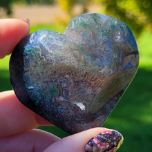 Load image into Gallery viewer, Moss Agate Heart Carving - Agate Gemstone Heart - 2 inch
