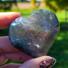Load image into Gallery viewer, Moss Agate Heart Carving - Agate Gemstone Heart - 2 inch