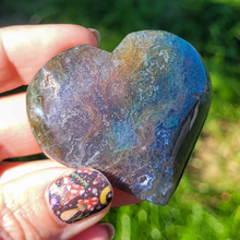Load image into Gallery viewer, Moss Agate Heart Carving - Agate Gemstone Heart - 2 inch