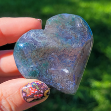 Load image into Gallery viewer, Moss Agate Heart Carving - Agate Gemstone Heart - 2 inch