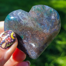 Load image into Gallery viewer, Moss Agate Heart Carving - Agate Gemstone Heart - 2 inch