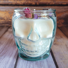 Load image into Gallery viewer, Tricks or Treats Soy Wax Skull Candle - 15 oz