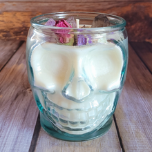 Load image into Gallery viewer, Tricks or Treats Soy Wax Skull Candle - 15 oz
