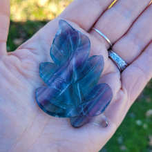 Load image into Gallery viewer, Rainbow Fluorite Leaf Carving - Rainbow Fluorite Crystal Leaf