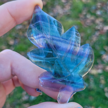 Load image into Gallery viewer, Rainbow Fluorite Leaf Carving - Rainbow Fluorite Crystal Leaf