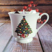 Load image into Gallery viewer, Vintage Holiday Tea Cup Candle (Cozy Cabin)