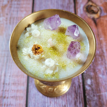 Load image into Gallery viewer, Vintage Brass Floral Chalice Candle (Spiced Pumpkin Latte)