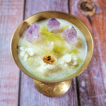 Load image into Gallery viewer, Vintage Brass Floral Chalice Candle (Spiced Pumpkin Latte)