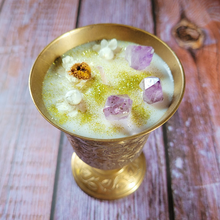 Load image into Gallery viewer, Vintage Brass Floral Chalice Candle (Spiced Pumpkin Latte)