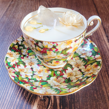 Load image into Gallery viewer, Vintage Tea Cup Candle with Saucer (Angelica)